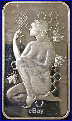 NUDE With HONEY BEES PAMP SUISSE CHIASSO 1 Troy Oz 999 SILVER ART BAR VERY RARE