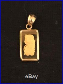 NWT! 1 gram 24k Pamp Suisse in 14k necklace pendant! NICE
