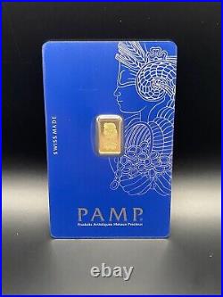 New 1 Gram 24k Pure. 9999 Gold Bar Pamp Suisse Fortuna In Assay