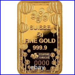 New 2023 Good Luck Gold 5 Gram 999.9 Pure Gold Bar Pamp Suisse $498.88