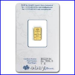 New Mint Sealed Pamp Suisse Veriscan 1 Gram Pure Gold Bar 999.9 Pure Bullion