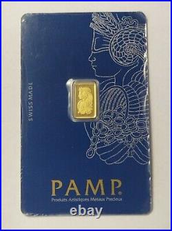 PAMP 1 gram Gold Bar Suisse Lady Fortuna Veriscan. 9999 Fine