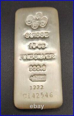 PAMP 10 oz Silver Bar. 999 SUISSE FINE SILVER (SERIALIZED)