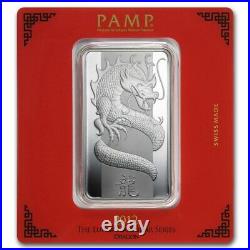PAMP 100 gram Silver Bar LUNAR YEAR OF THE DRAGON In Assay (ASSAY #888) RARE