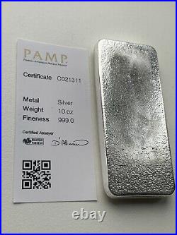 PAMP 10oz 999 Fine Silver Cast Bar Suisse