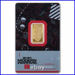 PAMP 5 gram Gold MWIII Call of Duty Prooflike Bar in Bezel