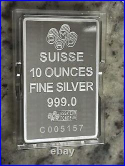 PAMP Fortuna Silver Minted Bar 10 oz In Assay Case With Certificate #C005157