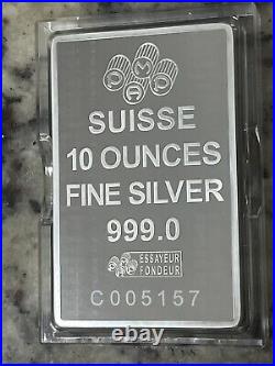 PAMP Fortuna Silver Minted Bar 10 oz In Assay Case With Certificate #C005157