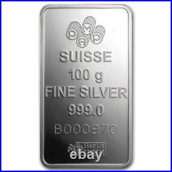 PAMP Fortuna Silver Minted Bar 100 Grams