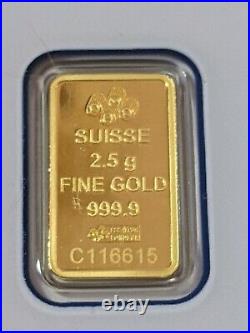 PAMP SA Suisse 2.5 Gram Gold Bar Fortuna With VeriScan Certificate #C11615