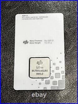 PAMP SUISSE 1/2oz Ruthenium RU Sealed Bar -FUNDAMETALS 999 Pure Limited Edition