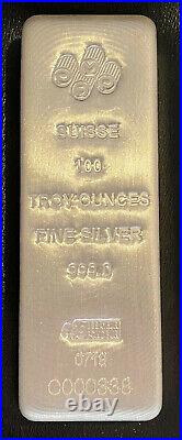 PAMP SUISSE 100 OZ SILVER BAR WithORG PACKAGING LOW SERIAL NUMBER