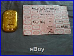 PAMP SUISSE 100 gram. 9999 fine Gold Bar with Certified Assay