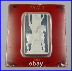 PAMP SUISSE 2014 Lunar Calendar Series Horse 100 g Silver Bar in OGP #40517E