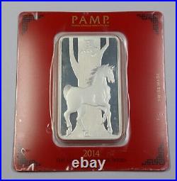 PAMP SUISSE 2014 Lunar Calendar Series Horse 100 g Silver Bar in OGP #40520E
