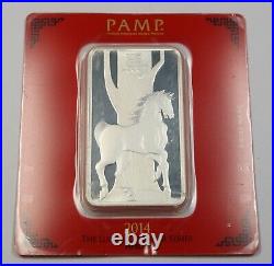 PAMP SUISSE 2014 Lunar Calendar Series Horse 100 g Silver Bar in OGP #40525E