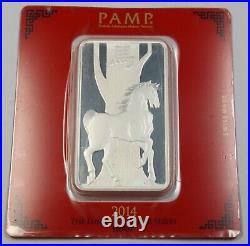 PAMP SUISSE 2014 Lunar Calendar Series Horse 100 g Silver Bar in OGP #40526E