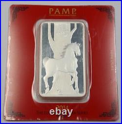 PAMP SUISSE 2014 Lunar Calendar Series Horse 100 g Silver Bar in OGP #40527E