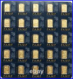 PAMP SUISSE (25 X 1) GRAM GOLD 0.804oz 999.9 1 GRAM 24K BREAK APART SEALED BARS