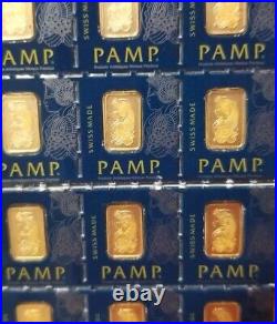 PAMP SUISSE (25 X 1) GRAM GOLD 0.804oz 999.9 1 GRAM 24K BREAK APART SEALED BARS