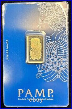 PAMP SUISSE 5 GRAM 999.9 FINE GOLD FORTUNA SEALED ASSAY CARDED 5g GOLD BAR