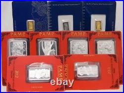 PAMP SUISSE LOT Gold (2g) Platinum (1g) Silver (4oz 20g) Dragon Horse Snake Etc