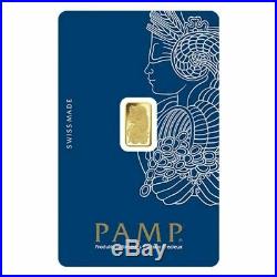PAMP SUISSE Lady Fortuna Gold 2.5 Gram Bar 24KT. 9999 In Veriscan Assay Card