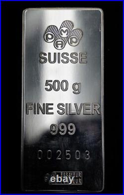 PAMP SUISSE Lady Fortuna Switzerland 500 gram 16 oz 999 FINE Silver art bar C726