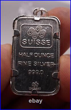 PAMP SUISSE Lady Fortuna necklace pendant 1/2 oz 999 FINE Silver bar WOW! C2349
