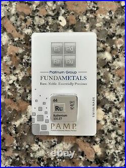 PAMP SUISSE VERY RARE 1/2 Oz RUTHENIUM Bar In Assay. Mintage of 500