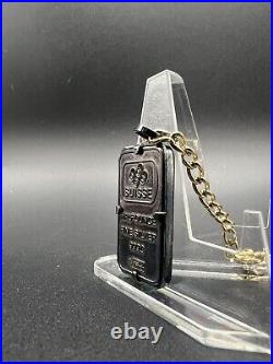 PAMP Suisse 1/2 Oz. 999 Fine Silver Bar Pendant Fortuna Design Vintage Petina