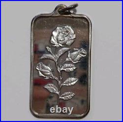 PAMP Suisse 1/2 Oz Fine Silver Bar. 999 Silver Pendant Rose Roses