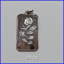 PAMP Suisse 1/2 Oz Fine Silver Bar. 999 Silver Pendant Rose Roses