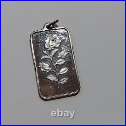 PAMP Suisse 1/2 Oz Fine Silver Bar. 999 Silver Pendant Rose Roses