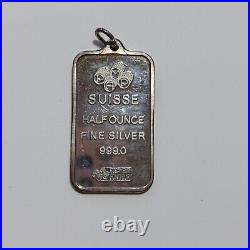 PAMP Suisse 1/2 Oz Fine Silver Bar. 999 Silver Pendant Rose Roses