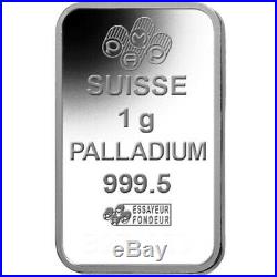 PAMP Suisse 1 Gram. 9995 Palladium Bar Fortuna Sealed With Assay Certificate
