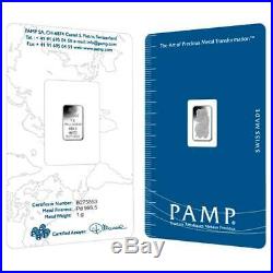 PAMP Suisse 1 Gram. 9995 Palladium Bar Fortuna Sealed With Assay Certificate