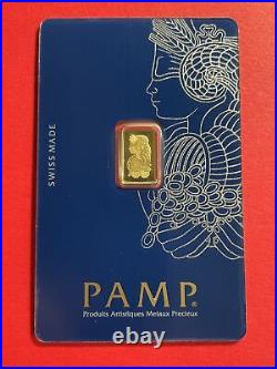 PAMP Suisse 1 Gram Gold Bar Fortuna Sealed in Assay Card Tracked Shipping