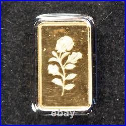 PAMP Suisse 1 Gram Gold Bar Rose Rosa Assay Card CoA SKU-G3469