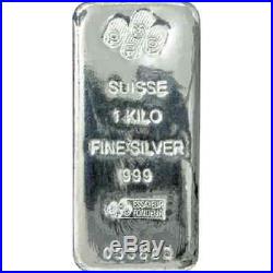 PAMP Suisse 1 kg kilo. 999 Silver Cast Bar (with Certificate)