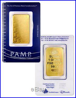 PAMP Suisse 1 oz Gold Bar Plain Design Sealed w Assay Cert SKU32617