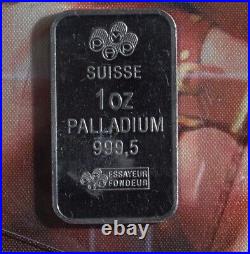 PAMP Suisse 1 oz Palladium Bar. 9995