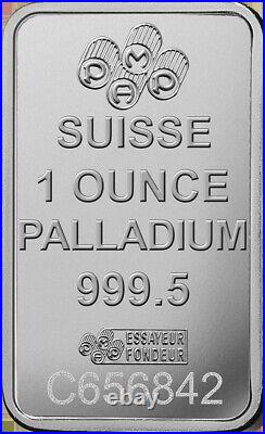 PAMP Suisse 1 oz Palladium Bar. 9999 Fine Sealed In Assay