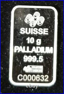 PAMP Suisse 10 Gram 99.95% Palladium Fortuna Bar