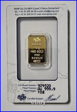 PAMP Suisse 10-Gram Pressed Gold Bar Lady Fortuna 999.9F