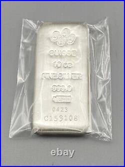 PAMP Suisse 10 oz Silver Bar with Assay Certificate 999.0 Fine -Original Plastic