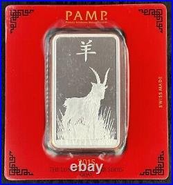 PAMP Suisse 100 Gram Silver Bar 2015 Lunar Year of the Goat