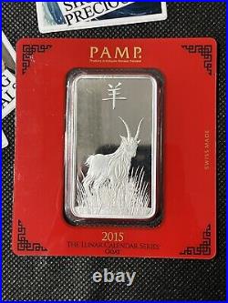 PAMP Suisse 100 Gram Silver Bar 2015 Lunar Year of the Goat