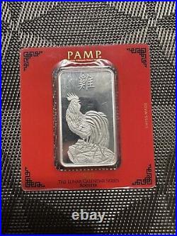 PAMP Suisse 100 Gram Silver Bar 2017 Lunar Year of the rooster