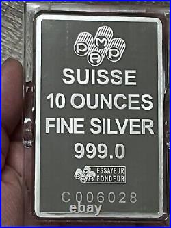 PAMP Suisse 10oz. 999 Silver Lady Fortuna Bar in Plastic Case with COA C006028